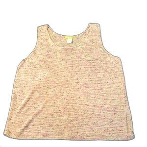 sigrid olsen top knit sleeveless sweater shirt 1x 2x 16 18 beige tan marled